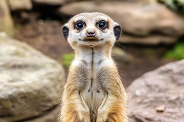 Fototapeta premium Meerkat - Suricata suricatta in a group in its natural habitat plays in a group.. Beautiful simple AI generated image