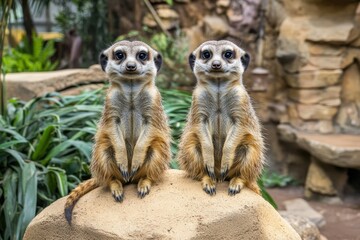 Fototapeta premium 910 - meerkats. Beautiful simple AI generated image