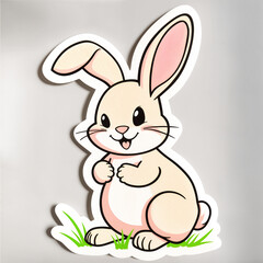 Obraz premium Easter bunny sticker, with white clear border