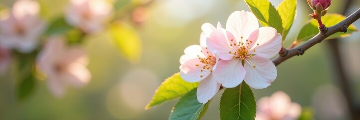 Pale gum blossom flowers and leaves on tree in soft natural light,  spring,  pale