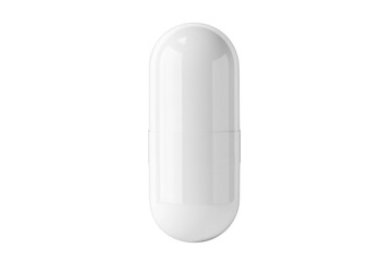 Smooth white capsule pill on black background, cut out