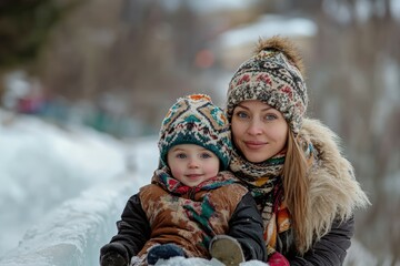 Fototapeta premium Beautiful mother and her cute little baby are sleeping at home,hugging in bed. Child safety and protection, co-sleeping. Beautiful simple AI generated image