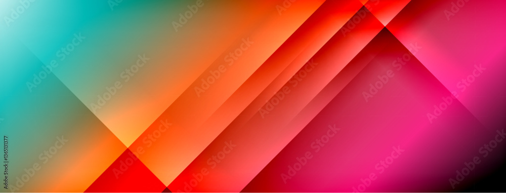 Aufkleber Dynamic shadow lines with gradient colors geometric background