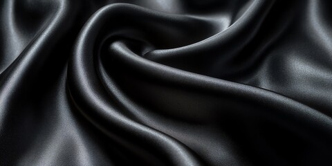 Obraz premium Elegant Black Silk Fabric with Soft Draping and Gentle Texture
