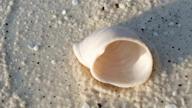 Delicate Seashell on Sandy Beach Coastal Nature Scene Summer Vacation