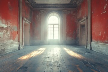 Fototapeta premium Exploration of an Abandoned Room With Layered Translucent and Opaque Elements Creating an Illusion of Depth and Distance