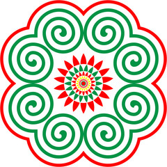 Seamless Hmong Embroidery Patterns in Hmong Ethnic Style, Red, Green Tones, Pattern Design for Carpets, Clothing, Fabrics, Textures, Wallpaper, Wrapping, Fashion