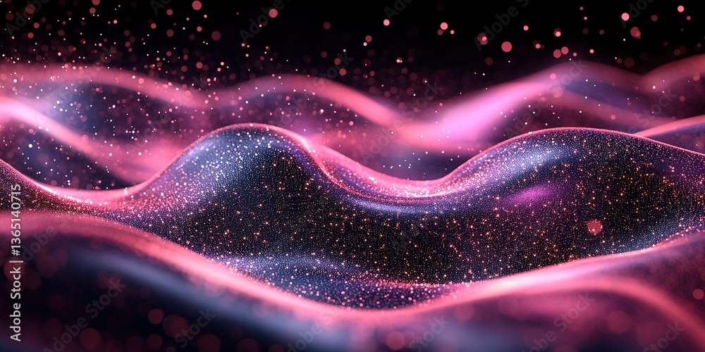 Wall mural vibrant abstract waves of light and glitter creating a mesmerizing visual display at night