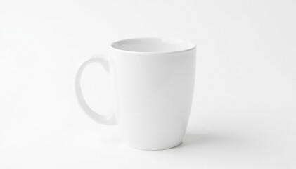 Fototapeta premium One white ceramic mug isolated on white backdrop, design, blank, image