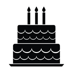 Birthday cake vector silhouette, birthday cake icon