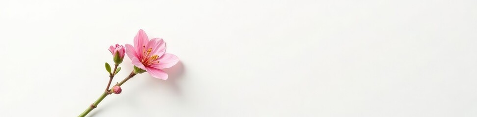 Obraz premium Single stem with small flowers on white background, blossomed, botany