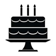 Birthday cake vector silhouette, birthday cake icon