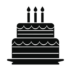 Birthday cake vector silhouette, birthday cake icon