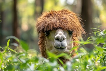 Fototapeta premium Close-up of a camel in the desert with a golden sunset.. Beautiful simple AI generated image