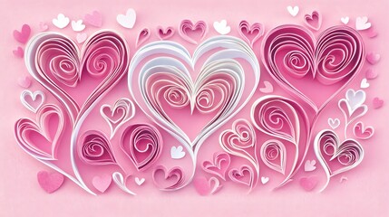 Paper Heart Art Valentines Day.