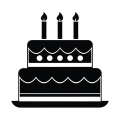 Birthday cake vector silhouette, birthday cake icon