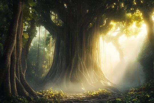 Majestic Banyan Trees with Intricate Roots