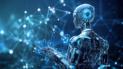 A high tech AI powered automated legal assistant, virtual assistant providing real-time legal advice based on case data and precedents, Legal tech style