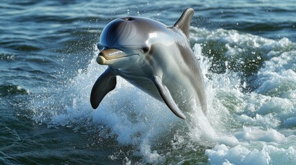 Dolphin leaping from ocean waves