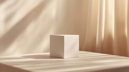 Cube Displaying on Table with Light and Shadow Effects