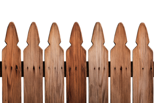 Wooden fence with stylized human silhouettes on black background, cut out