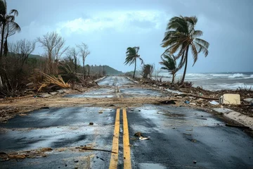 Hurricane Maria Devastation in Puerto Rico. Atlantic Ocean Storm Bringing Destruction to Caribbean