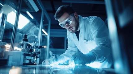 A materials engineer designing heat resistant composites for spacecraft, aerospace lab with composite materials, high-temperature testing equipment