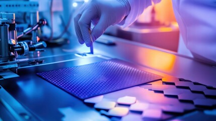 A materials scientist developing graphene based batteries for electric vehicles, research lab with graphene sheets, battery prototypes