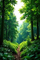 Fototapeta premium Dense forest foliage isolated on white background, trees, earthy, organic