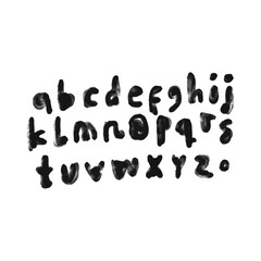 dry brush alphabet font set made by real brush grunge style vector, Isolated vector set