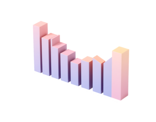 3D Isometric Bar Chart Representing Data, Trends and Statistics