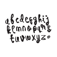 dry brush alphabet font set made by real brush grunge style vector, Isolated vector set