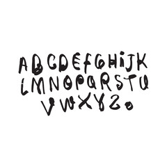 dry brush alphabet font set made by real brush grunge style vector, Isolated vector set