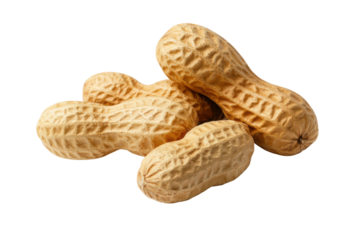 Close-up of shelled peanuts on black background, cut out