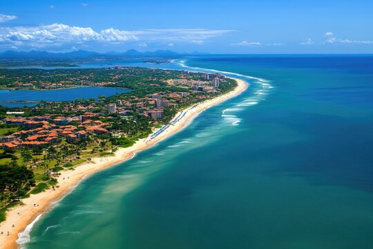 Itajai Aerial View: Cityscape and Praia Brava Beach in Beautiful Balneario Camboriu, Santa Catarina, Brazil