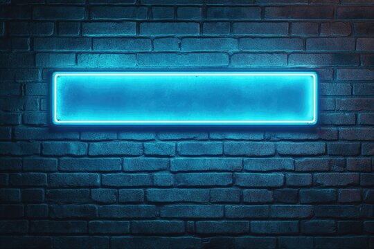 Justin Neon Sign on Brick Wall: Blue Illuminated Night Illustration for Business Show