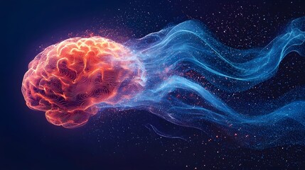 Obraz premium Intelligence and Human Brain Fusion Glowing Processor Symbolizing Technological Evolution