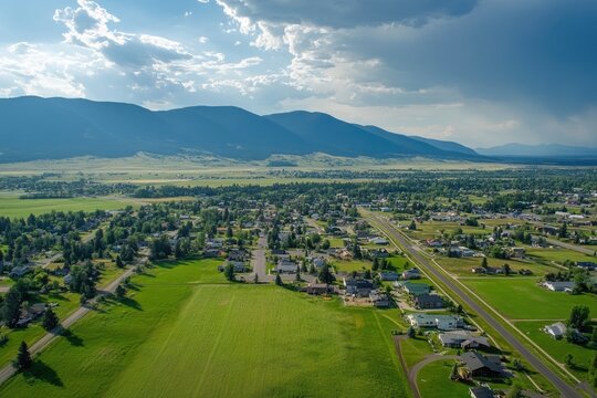 Kalispell Aerial View Landscape in Montana Countryside America