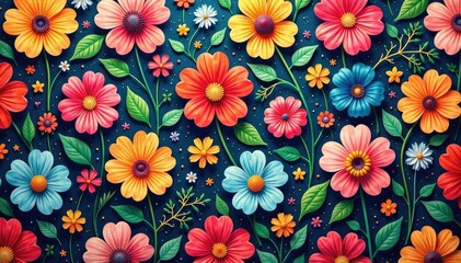 Intricate floral textile design, repeating seamlessly , flower, design, spring