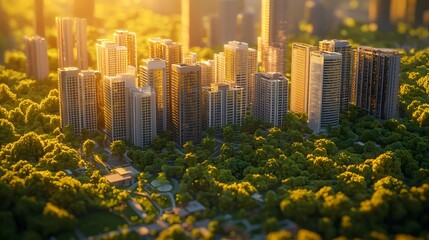 Futuristic Sustainable Urban Skyline with Innovative Green Engineering Projects