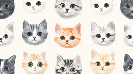 Fototapeta premium Watercolor Kitten Heads