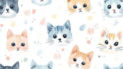 Naklejka premium Watercolor Kitten Heads