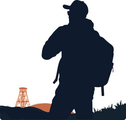 silhouette of a young man