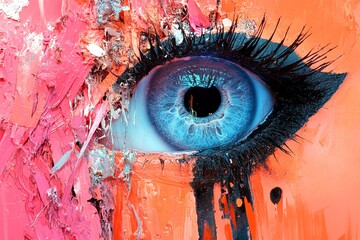 Losing eyesight - nightmares, bad dreams: abstract image of human state. Metaphorical losing eyesight feelings of fear and despair. Anxiety attack. Haunting shadows. Mental horror. Surreal.