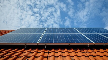 Solar Panels Installed on Roof for Clean Energy Generation, Eco-Friendly 