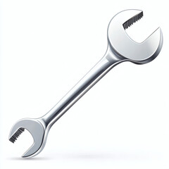 Sleek metallic wrench icon against a clean background  