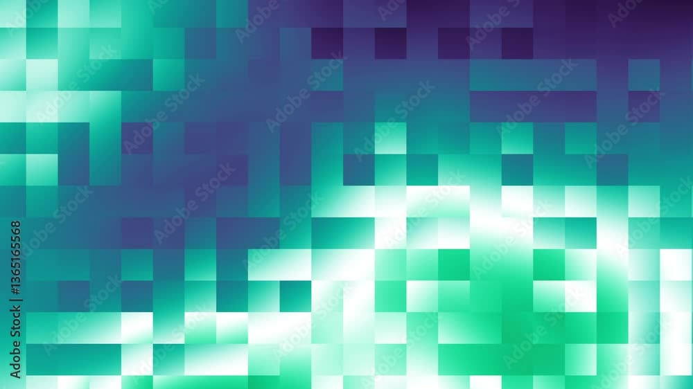 Poster Cyan and green square box pattern mosaic tile background, simple and elegant loop background