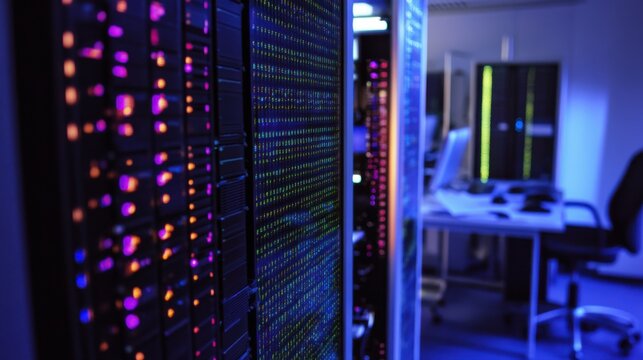 A quantum computing researcher developing quantum algorithms for financial market analysis, office with quantum computers and financial data models visible, High-tech style