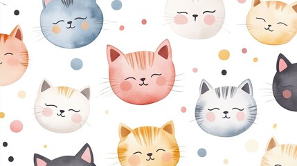 Watercolor Kitten Heads