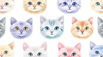 Fototapeta premium Watercolor Kitten Heads